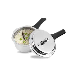 Vinod Platinum Triply Stainless Steel Outer Lid Pressure Cooker -68 oz | Induction Friendly | ISI Certified, Small Pressure Cooker for Quick Meals | Silver