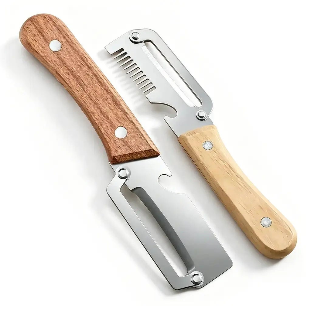 Wooden-Handled Vegetable & Fruit Peeler with Bottle Opener Sharp Stainless Steel Ergonomic Non-slip Design for Comfortable Grip – Ideal for Daily Kitchen Use (Potatoes, Apples, Pumpkins & More), Kitchen Tool,home essentials