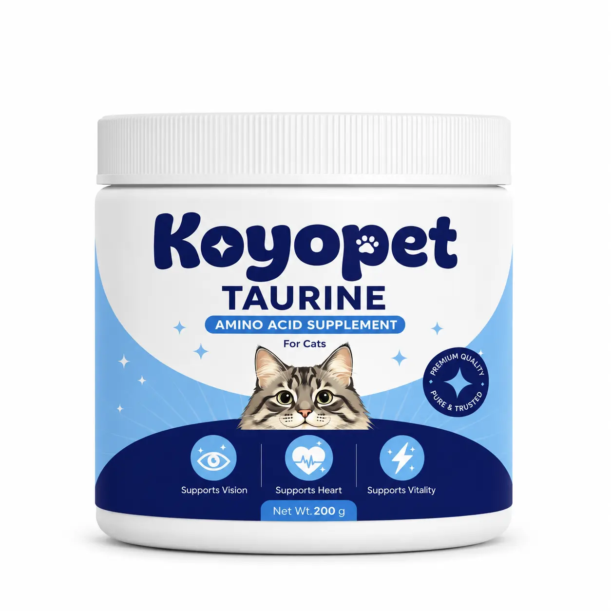 Koyopet Taurine Amino Acid Supplement for Cats, Supports Heart, Vision & Vitality, with Dosing Spoon, 200g
