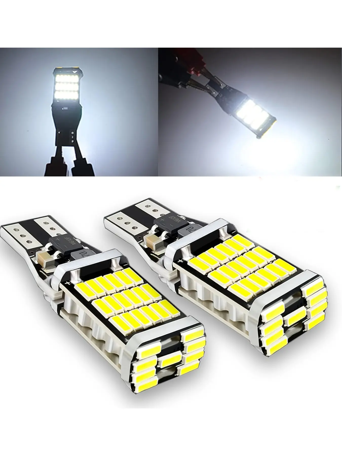 4pcs T15 W16w LED Bulbs, T10 W5w LED Lights, Canbus 12V/24v, 6500k, Car Interior/dome/trunk/license Plate/rear Lamp, Replacement Automotive Car Light