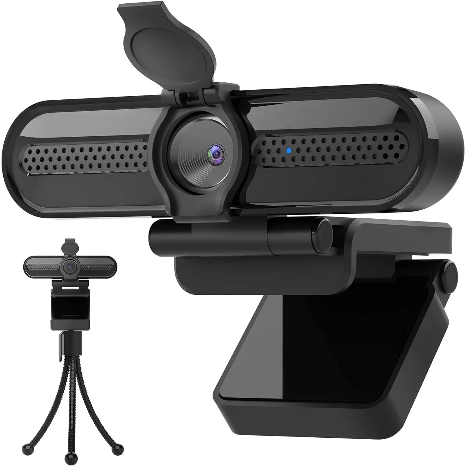 2K Webcam, FHD Streaming Camera with 2K/30fps, 1080P/60fps, Autofocus, Dual Noise-Cancelling Microphones, Privacy Cover and Tripod, for Computer/Zoom/Skype/Teams/Laptop/MacBook/Windows