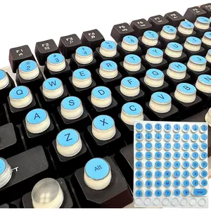 Raised Keyboard Stickers for Long Nails, 72 PCS Soft Silicone Adhesive Colorful Keycaps for Fast Gaming Office Typing, Secure and Fit Desktop Keyboards (Blue)Gift