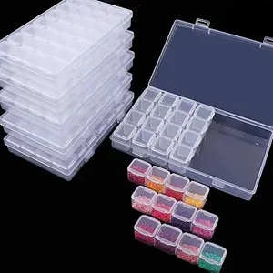 28-Grid Diamond Painting Rhinestone Storage Box, Clear Plastic Organizer for Embroidery Accessories & DIY Craft Supplies, Lightweight & Portable Art Organizer with Lid, Craft Storage Solution, Diamond Art Tools | Compac