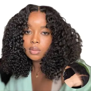 Curly Human Hair Wig 7x4 Glueless Lace Front Pre Plucked Pre Cut Ready To Wear For Black Women Beginner Friendly 100% Human Hair
