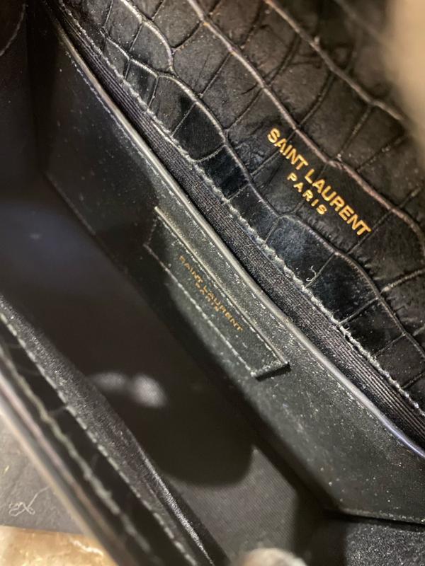 Pre-owned YSL leather Crossbody Bags Saint Laurent Kate Monogram Tassel Bag in Crocodile Embossed Leather，