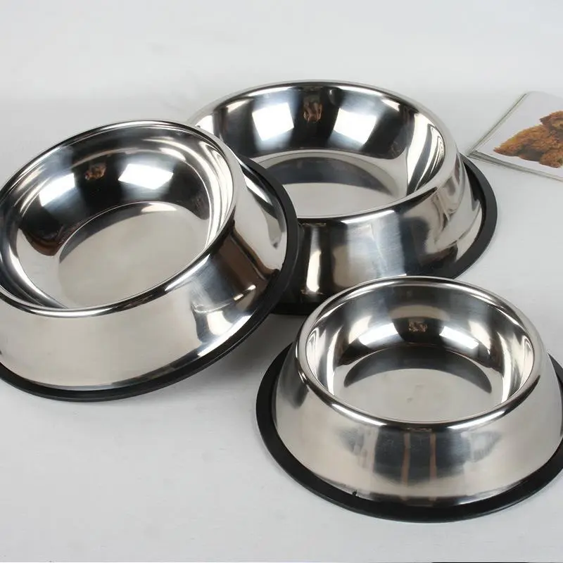 Food Grade Stainless Steel Pet Bowl for Dogs & Cats - Rubber Non-Slip Base, Anti-Spill, Easy-to-Clean Metal Feeding & Water Bowl for Small, Medium, Large Pets, Easy Cleaning, Feeding Bowls