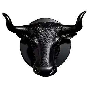 1PC Bull Head Shaped Key Hook | 3D Textured Sculptural Wall Hanger for Keys & Small Items | Black White Gray Aesthetic Entryway Decor | Practical Art Organizer for 2026 New Year Valentine Easter Gift | High End Minimalist Home Accent
