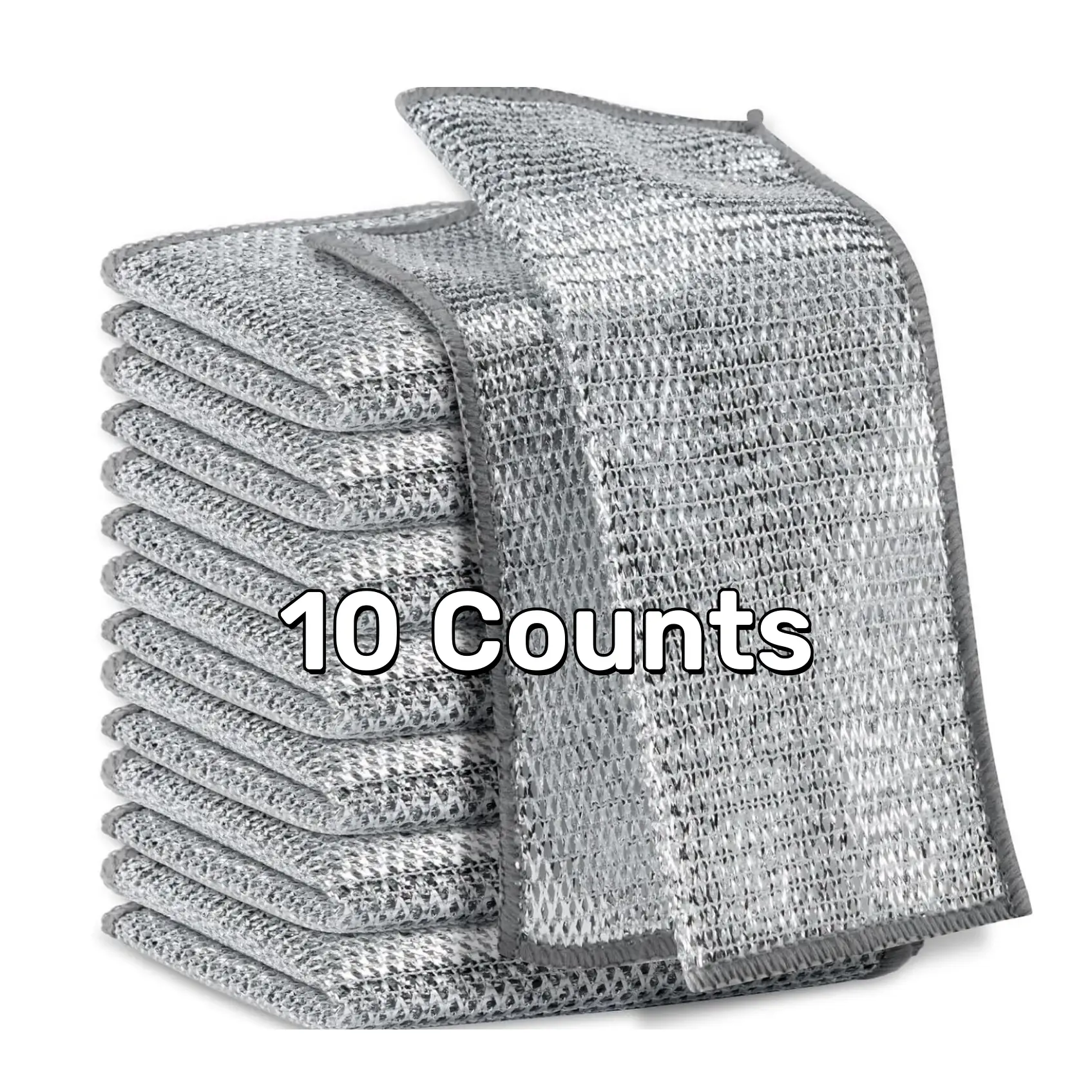 10 Counts Dishwashing Rags，Multipurpose Non-Scratch Wire Dishcloths for Wet and Dry Use, Reusable Wire Cleaning Cloths for Kitchen, Sinks, and Pans Si