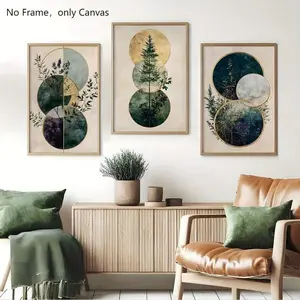 Abstract Plant Pattern Unframed Painting, 3 Counts/set Canvas Wall Art, Wall Decor for Home Living Room Bedroom Study Room, Modern Home Decor