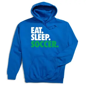 Soccer Hooded Sweatshirt - Eat. Sleep. Soccer. [Royal/Youth Large] -SS