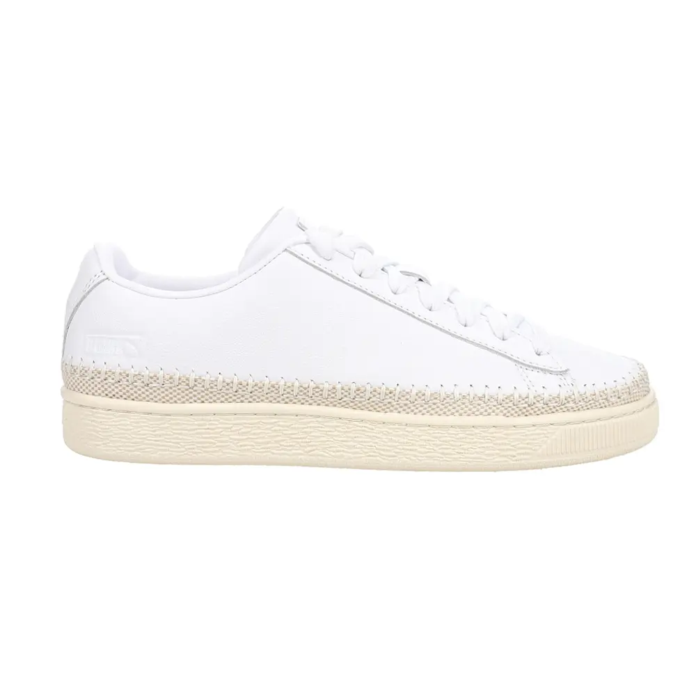 PUMA Mens Basket Trim Seaside Drills Lace Up Sneakers Shoes Casual - White
