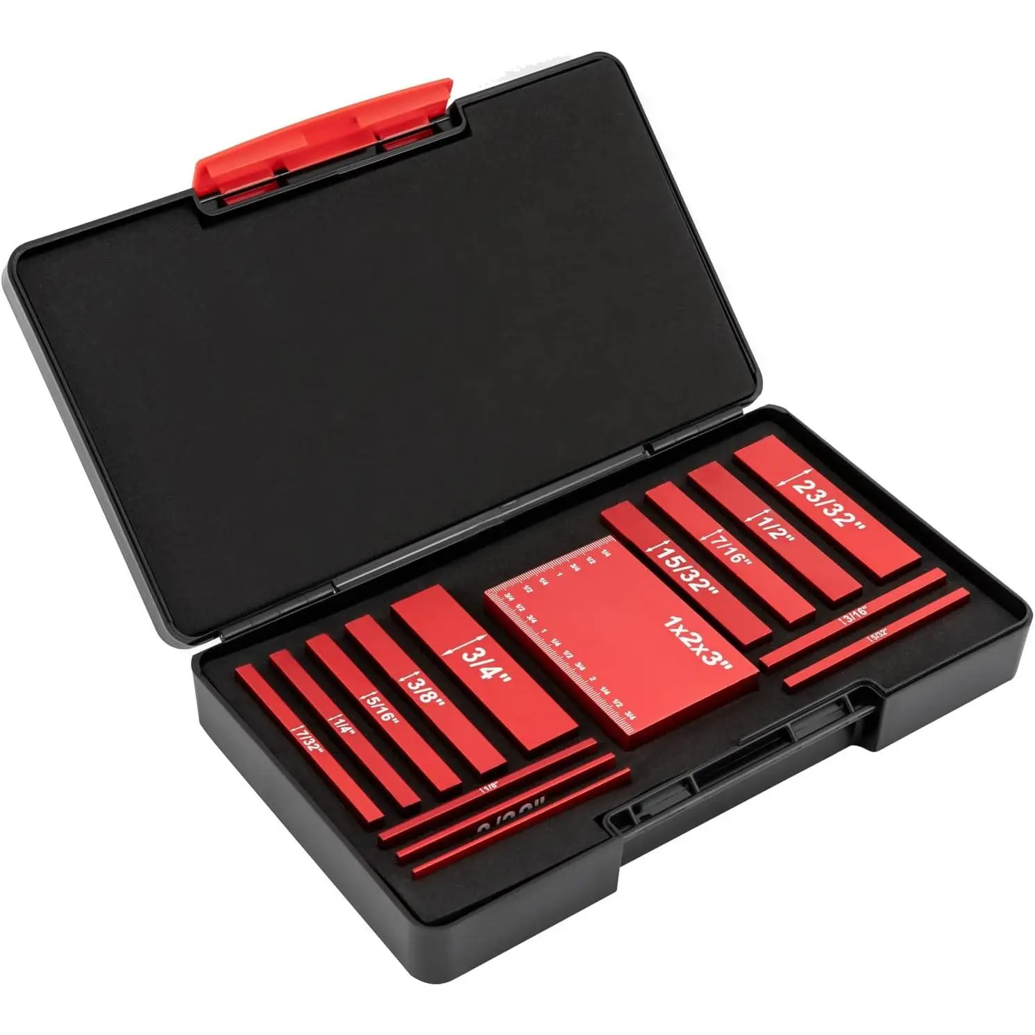 15pcs Precision Aluminum Setup Blocks Height Gauge Measuring Tool Set - Portable Measuring Tool for Router, Table Saw Fence - Laser Engraved Size Markings, Unique Thickness per Block, Round Corners, Bold Font, Mechanical Maintenance, Save Use Costs, Alumi