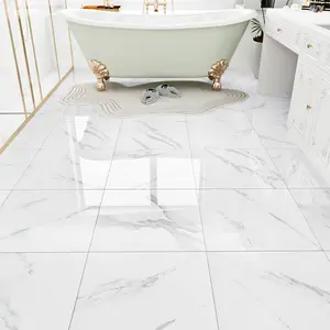 White Marble Peel and Stick Floor Tile Bathroom  Marble Flooring Tiles Self Adhesive Sticky Tiles for Floor Bedroom Kitchen Camper Laundry Peel and Stick Tile Flooring 20 count 12"x12"
