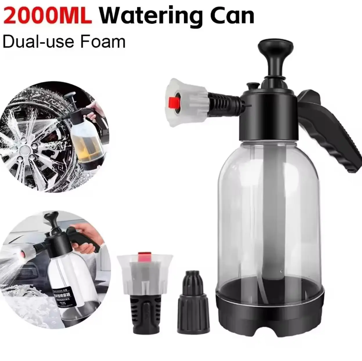 2-in-1 Hand Pump Foam Sprayer & Garden Mister, High-Pressure Snow Foam Bottle for Car Cleaning, Durable Spray Tool for Home and Garden