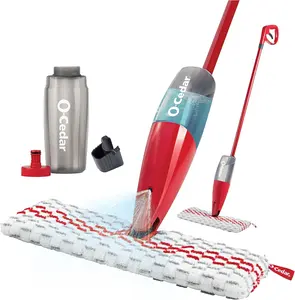 Hands-Free Mop and Bucket – Flat Floor Mop Set with 3 Washable Microfiber Pads, Wet & Dry Use