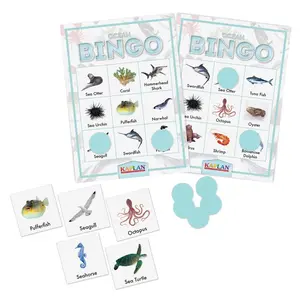 Kaplan Early Learning Ocean Bingo Learning Game for Toddler Kids, 26 Sea Animal Bingo Calling Cards with Tokens, 20 Players, Ages 3+