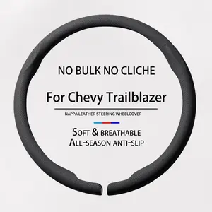 Minimalist Leather Steering Wheel Cover for Chevy Trailblazer | Precision Round Fit | First Car Essentials | Sweat-Absorbent