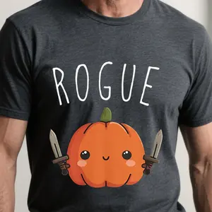 DnD Halloween Rogue Shirt, D&D Halloween Pumpkin Tshirt, Dungeons and Dragons Character Class T-Shirt, Roleplaying Group Costume, unisex shirt