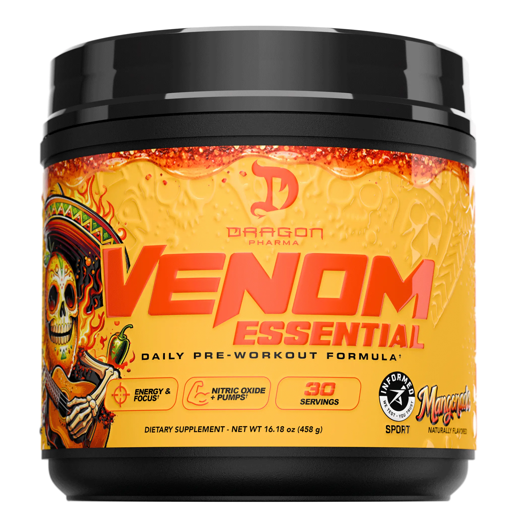 Dragon Pharma Venom Essential Pre-Workout – Energy, Focus & Pumps - 30 servings Sports Performance Supplement Fitness Healthcare Supplement