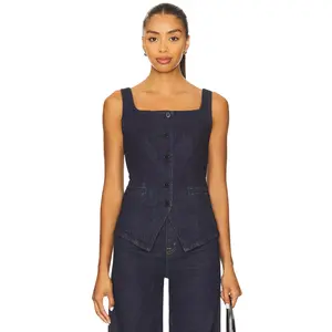 SPANX Denim Vest in Undone Indigo