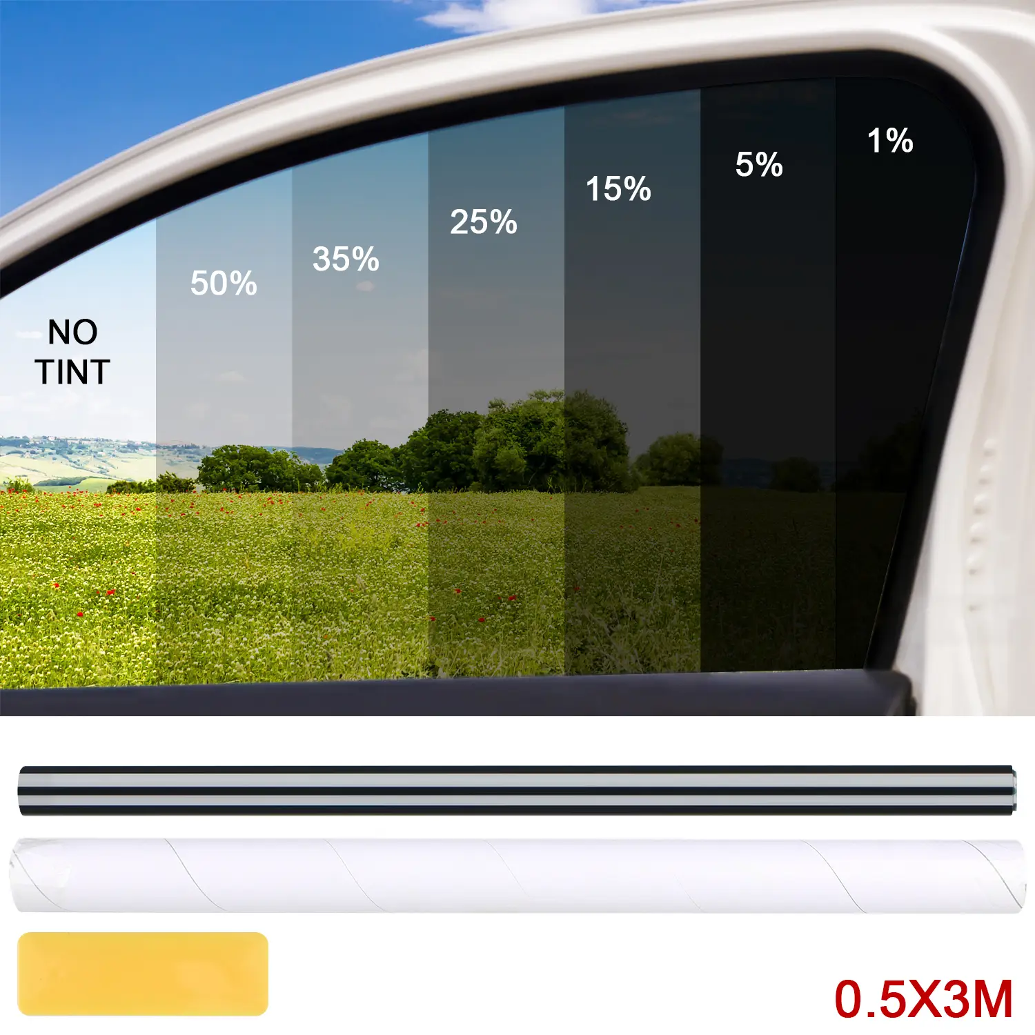 300CM Uncut Window Roll Tint Film 1% 5% 15% 25% 35% 50% VLT 20" x 10ft Car Office Commercial Vehicle