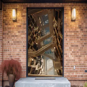 Magic School Door Pattern Backdrop, 1 Count Gallery Wall Background Decoration, Washable & Reusable Backdrop for Home Living Room Bedroom Door