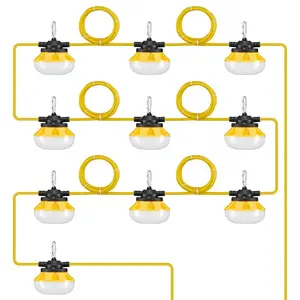 VEVOR 100FT Construction String Lights, 150W 15000LM, 10PCs String Work Light, 5000-5500K, IP65 Waterproof, with Hanging Hooks, for Construction Site, Temporary Lighting Indoor Outdoor, ETL Listed