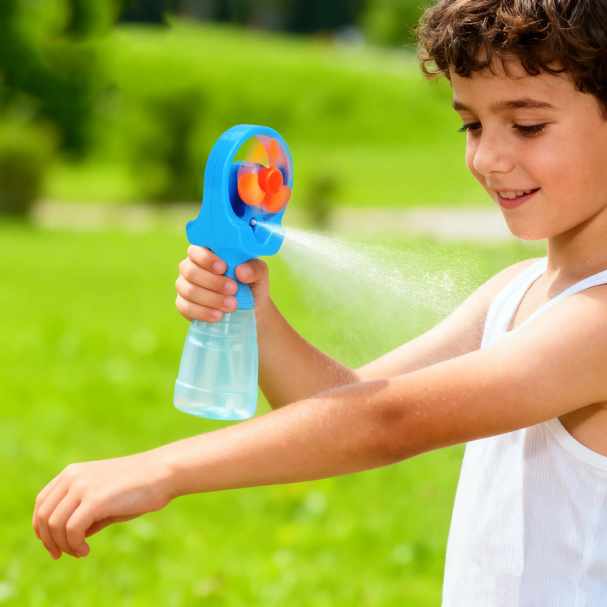 Portable Mist Fan with 12oz Water Bottle - Handheld Cooling Spray Fan