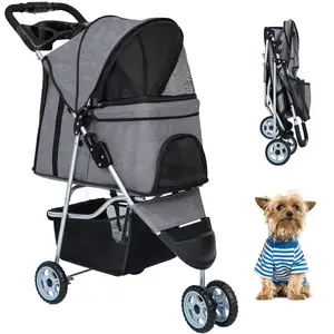 3/4 Wheels Dog Cat Stroller for Medium/Large Dogs and Cats,Durable Oxford Fabric, Waterproof and Sturdy