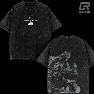 Retro Vintage Gwyn Lord of Cinder Washed Cotton Tee Dark Souls Game Acid Washed Lightweight T Shirt, Gift For Game Fan, Gamers Cotton Clothing EN9