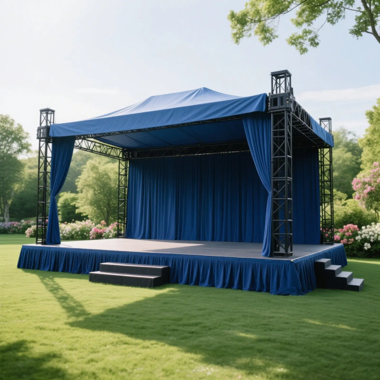 Royal Blue Polyester Portable Stage Skirt - 16"x10ft, Machine Washable for Banquets, Party Decorations, Craft Fair Displays, Ideal for Event Staging & Display Needs