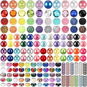 270 count Beads for Pens Rhinestone Bubblegum Beads    Sugar Chunky for Beadable Keychains DIY Craft  Making Supplies