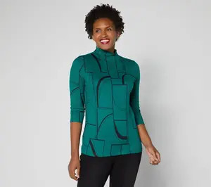 Attitudes by Renee Yummy Jersey Mock Neck Long Sleeve Top