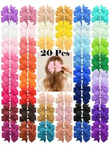 20 Pcs Random Color French Vintage Large Bow Hair Clips, Elegant Metallic Hair Bows Girls Hair Accessories Value Pack, For Birthday Parties, Fancy Dress, And Daily Use Claw Clips Hair Claws Hair Barrettes