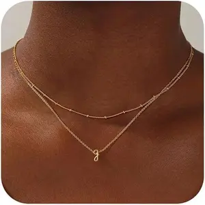 Layered Initial Necklaces for Women Teen Girls Trendy - Dainty Gold/Silver Letter A-Z Stack Initial Necklace Birthday Personalized Gifts for Women Jewelry