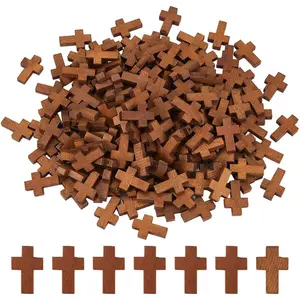200Pcs 0.85x0.55Inch Wood Cross Charm Pendants Mini Natural Wooden Small Cross Charms Bulk for Party Favors Easter Rosary Necklace Jewelry Making Charms Hanging Ornament Craft Accessories
