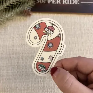 Festive Candy Cane Sticker for Christmas Decorations - Easy to Apply Classic Design for Gifts Cards and Surfaces
