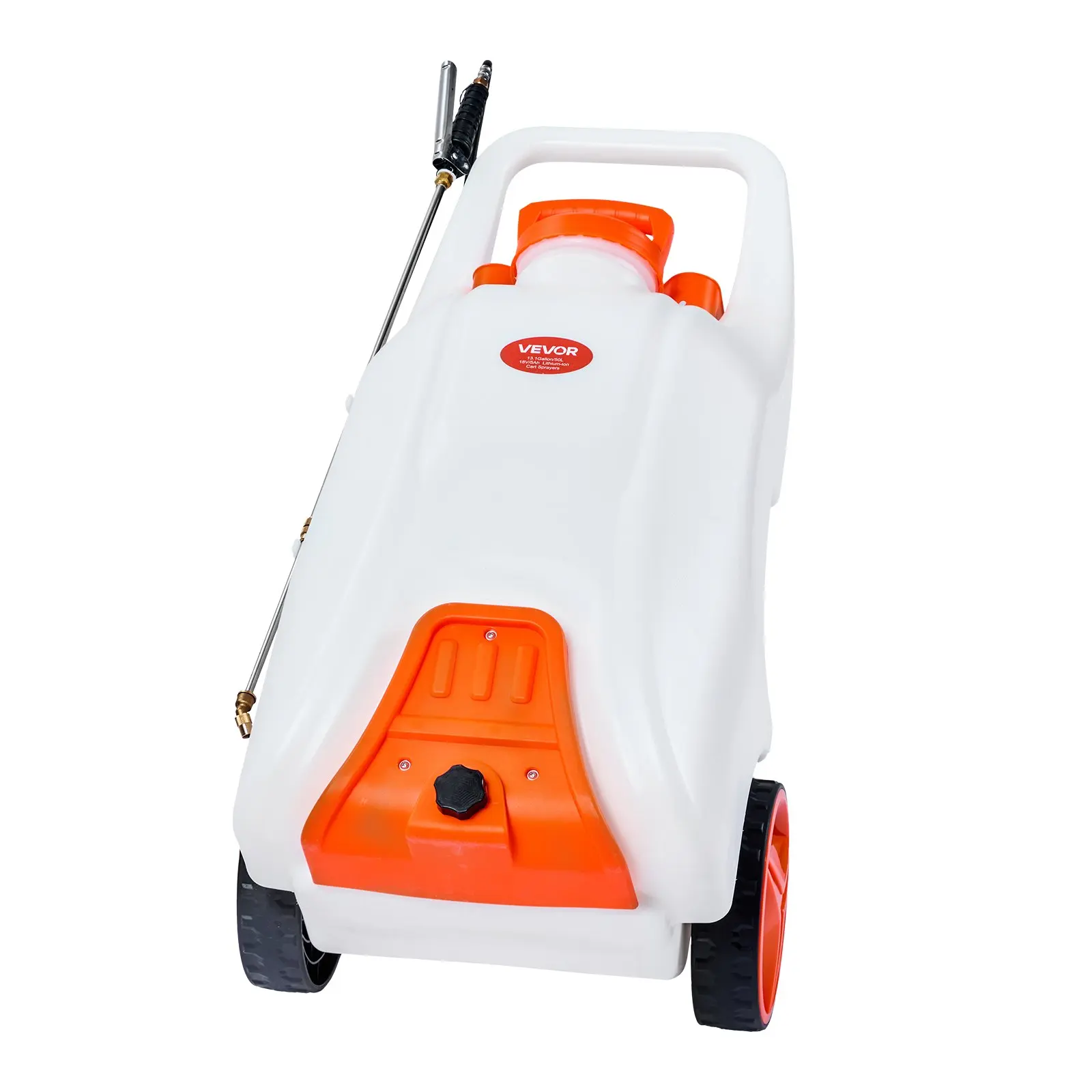 VEVOR Battery-Powered Sprayer with Wheeled Cart, 13.1 Gallons Electric Weed  Sprayer, Adjustable 0-80 PSI,