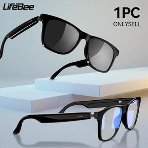 lfebee smart glasses for fall, 1 count wireless-compatible smart glasses with voice control, uv protective glasses for outdoor sports, smart glasses, for cyber