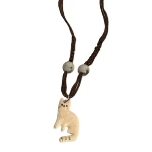 Cats Charm Necklace Pendant Jewelry with Rope Chain For Pet Enthusiasts