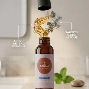 SolWash Herbal Mouthwash Cool Mint – Alcohol-Free Breath Freshener for Daily Oral Hygiene with Plant-Based Ingredients for Smokers