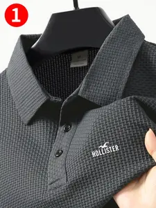 Men's Summer High-End Polo Shirt Fitted, Cool Comfortable Print Design, New Jacquard Fabric, Casual Sports Leisure Wear, Available in Multiple Colors