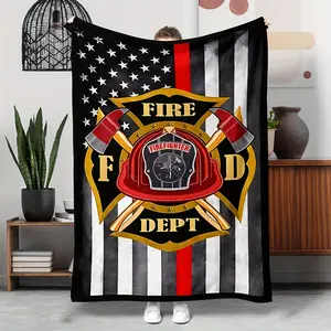 Patriotic Firefighter American Flag Blanket - Soft and comfortable flannel, suitable for sofas, beds, office naps, outdoor travel and camping - Suitable for all seasons