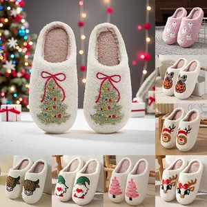 Women Men Memory Foam Christmas Slippers Warm House Slippers Bedroom Home Shoes for Indoor Outdoor