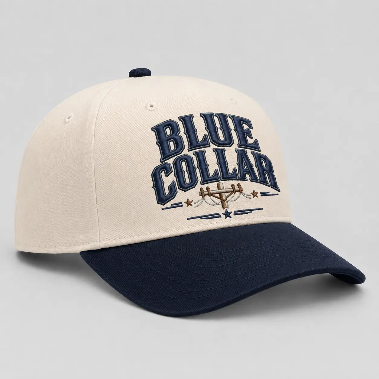 Blue Collar Embroidered Trucker Cap Working Class Hat Patriotic OTTO Two Tone Baseball Cap Adjustable Snapback Gift for Electrician Lineman Plumber Welder Mechanic Construction Worker