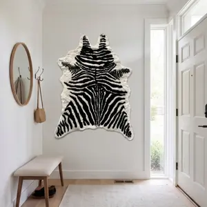 1pc Faux Animal Hide Zebra Stripe Tapestry, Soft 80% Acrylic 20% Polyester Wall Hanging for Bathroom Entryway Living Room Bedroom Bedside, Easy-Clean Decor, Unique Gift for Family Partner Friends