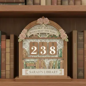 Personalized Vintage Book Tracker Sign, Books Read Counter, Reading Tracker, Library Decor, Book Lover Gift, Books Read This Year Counter