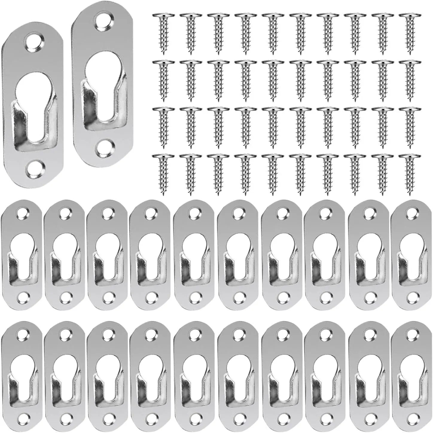 100-Piece Heavy-Duty Metal Keyhole Hangers, 1.7-Inch Single Hole Fasteners for Hanging Picture Frames, Mirrors, and Wall Art, Hangable