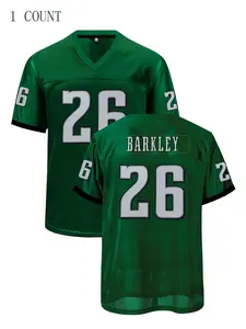 Men's Number & Letter Embroidered V Neck Short Sleeve Football Jersey, Loose Casual Comfy T-Shirt for Summer, Men's Top for Daily Wear, Sport Top, Football Shirts