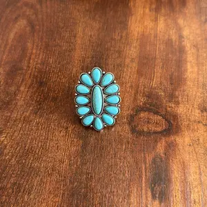 Western Turquoise Cluster Adjustable Ring